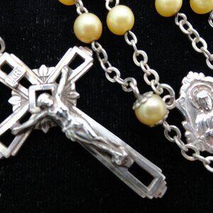 Sterling Silver and Yellow Beads 22 Grams 21" Rosary